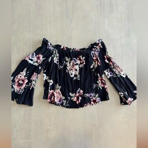 Floral Print, sleeveless, with bell sleeves, crop shirt, worn once, size small
